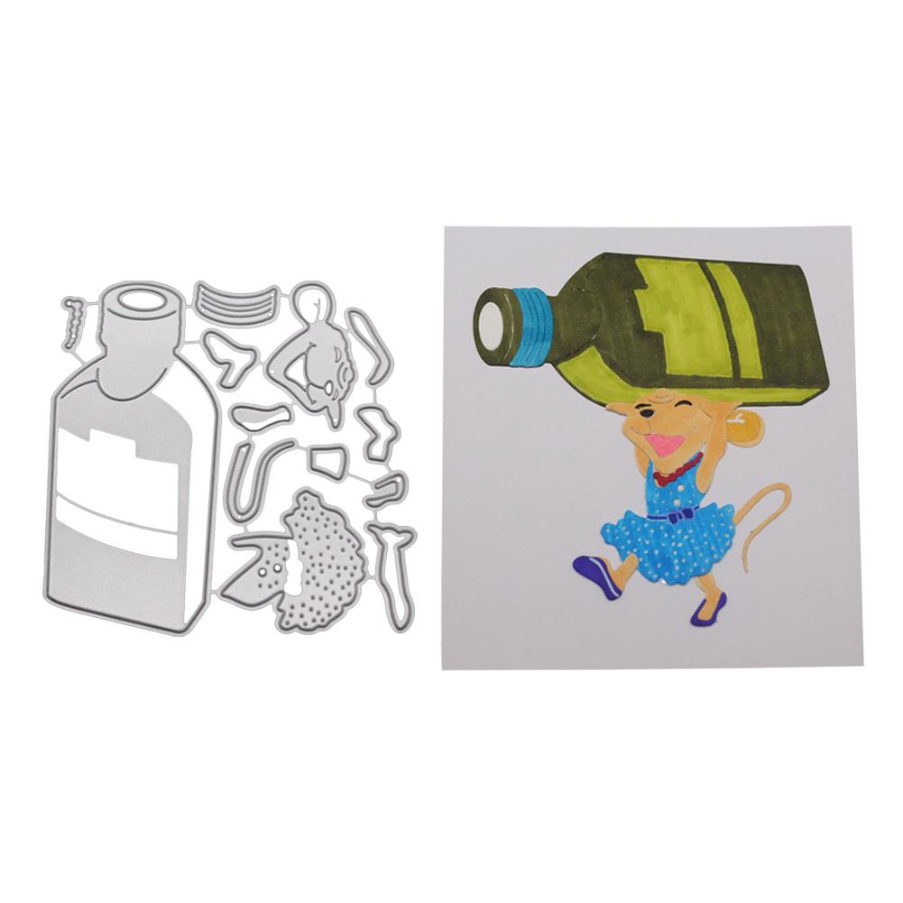A Mouse Carrying an Oil Pot Metal Silvery Stencil Embossing Cutting Dies For Diy Scrapbooking Paper Album Cards Making