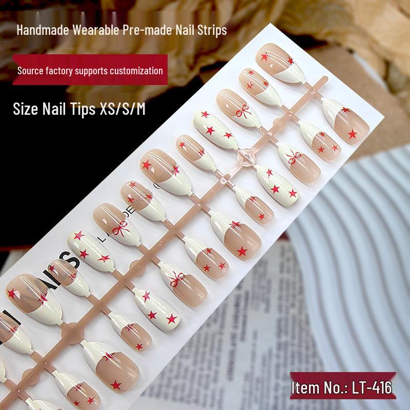 Высококачественные носимые наклейки для ногтей  Красная Звезда  - Набор из 30 штук