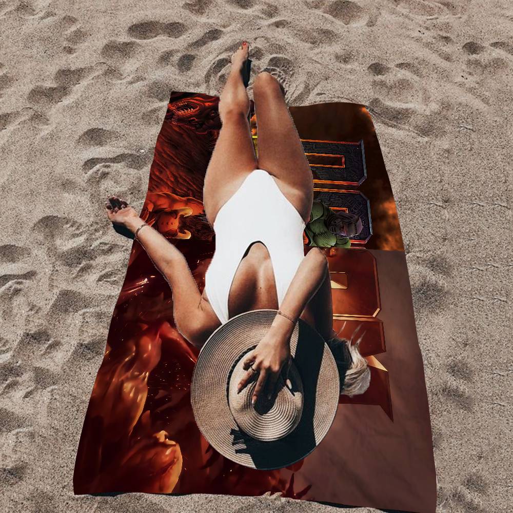 Shooting Game D-Doom Beach Towel Colorful Bath Towels For Girl Microfiber Quick Dry Custom Sand Free Beach Yoga Spa Gym Pool