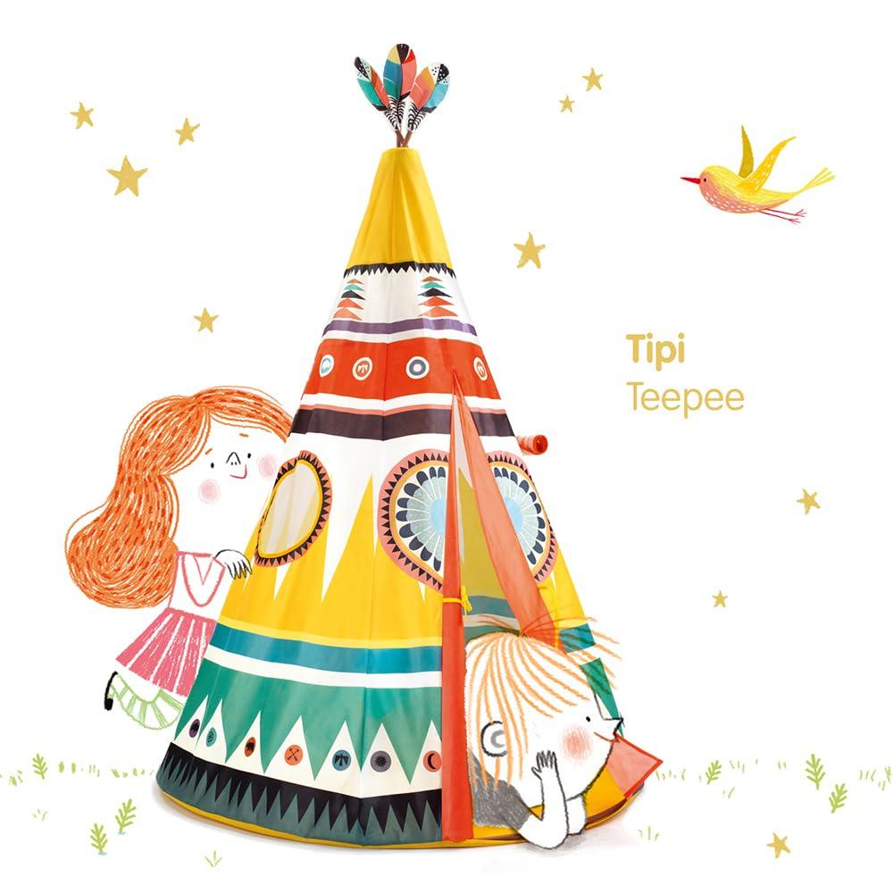 DJECO Teepee Tent for Ball Secret Years Baby Summer Vacation Kids, Indoor, Children's Room, House, Base, Scandinavian, Stylish, Montessori, 3-4 Old,