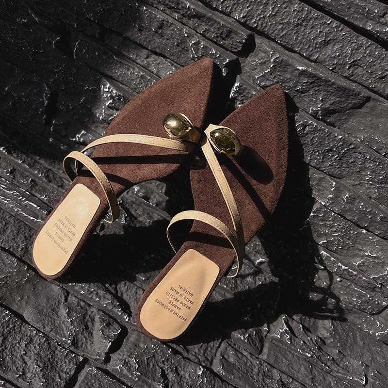 

August Finale~ Fashion Versatile Casual Wind 2025 Summer Slippers Women s Outer Wear Beach Fashion Non-slip Sandals Toe Set 39 темно-коричневого