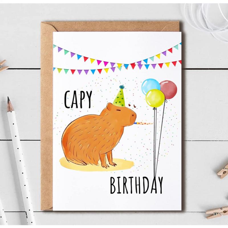 Funny Capybara Birthday Card Kids Birthday Paper Cards Capybara Theme Celebration Card For Happy Occasion Greeting Gifts