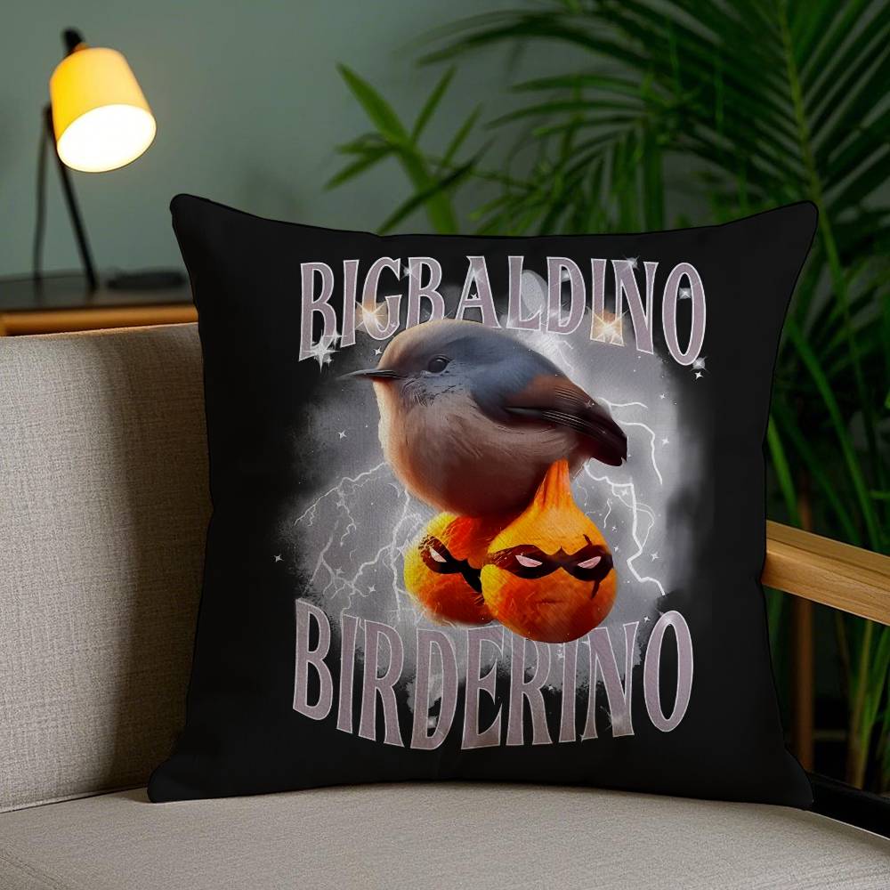 Italian Brain Rot Meme Tralalero Tralala Pillow Case Sofa Short Plush Double-sided HD Printing Room Home Office Cushion Cover