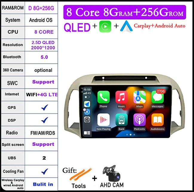 QLED Screen DSP For Nissan March 2002 - 2010 Android 14 Car Radio GPS Multimedia Video Player Stereo Navigation