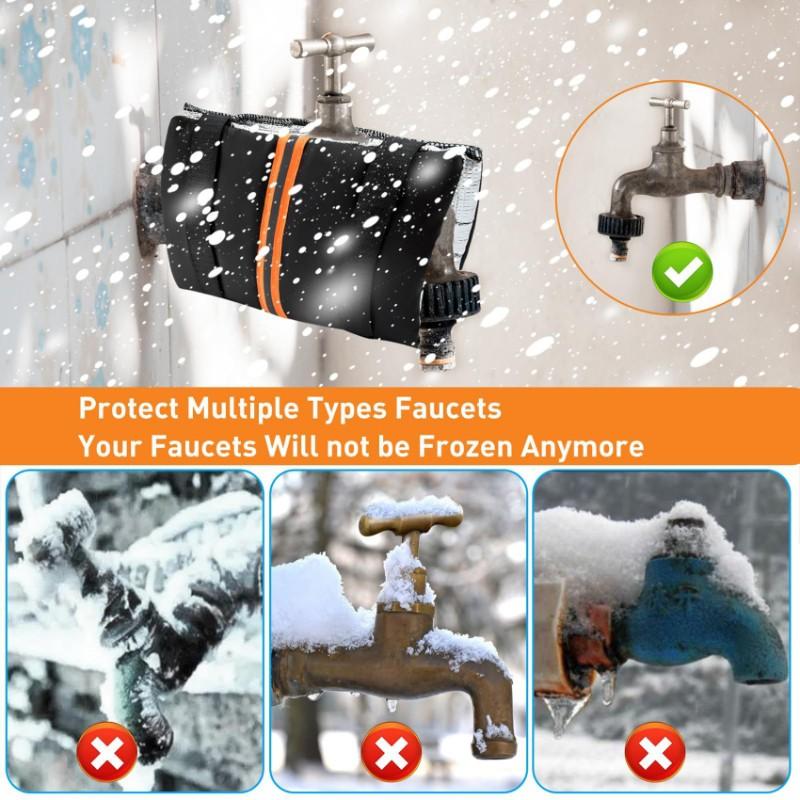 

ABWR-For Garden Spigot Hose Bib Cover With Reflect Strip, Outdoor Faucet Covers For Winter Freeze Protection, Insulated Pipe Cov