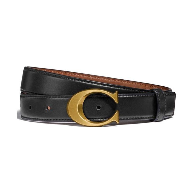 Coach SCULPTEDC pin buckle leather belt women's width 2.5cm Black L - without box