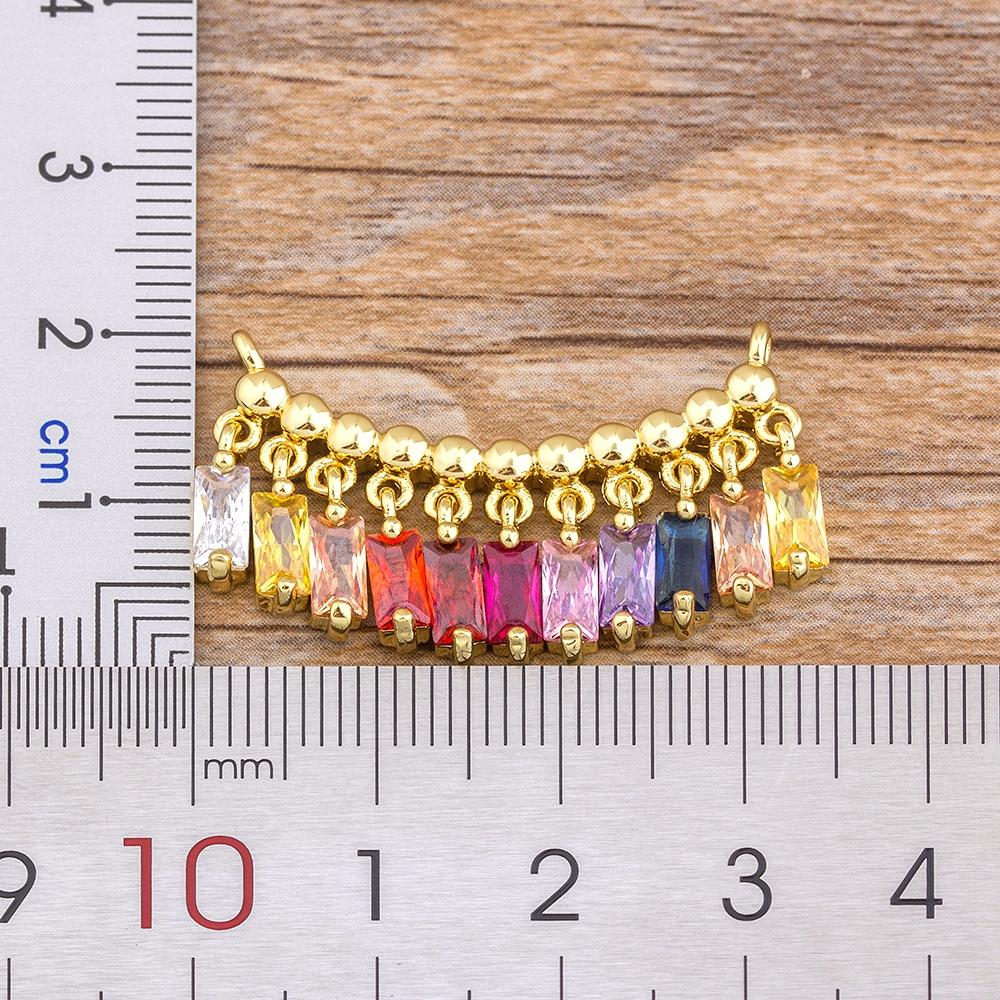 Hot Sale CZ Rainbow Necklace Stone for Woman Multicolored Necklace Pendants Fashion Colorful Long Chain Necklace Jewelry