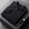 Thickened Air Layer Polo Shirt Cardigan Autumn And Winter Men'S Cashmere Knitted Casual Cardigan Middle-Aged Coat