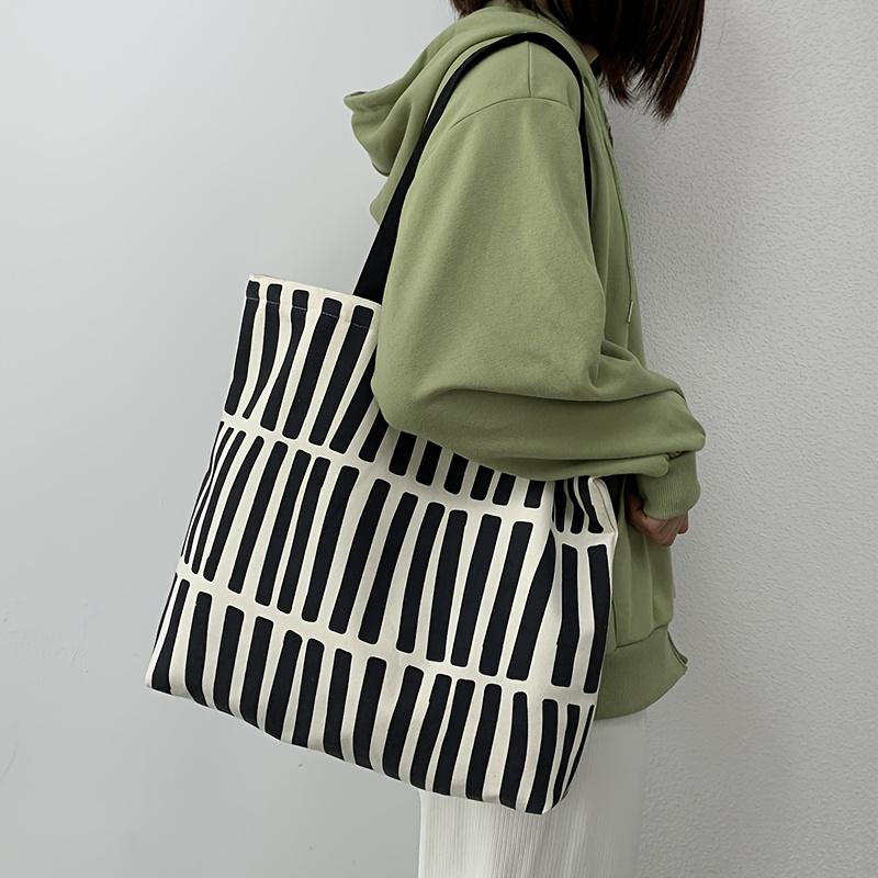 1pc Large Capacity Vertical Stripes Hobo Shoulder Bag for Women Casual Tote Shoulder Messenger Purse And Handbag, Students School Laptop Bag