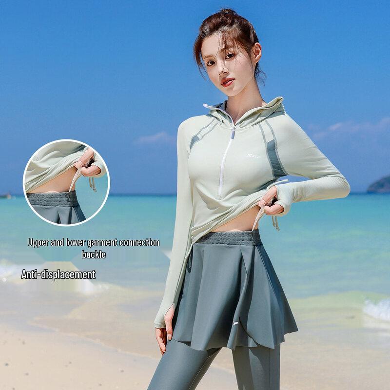 Xtep Women's Long Sleeve Rash Guard Swimsuit Set