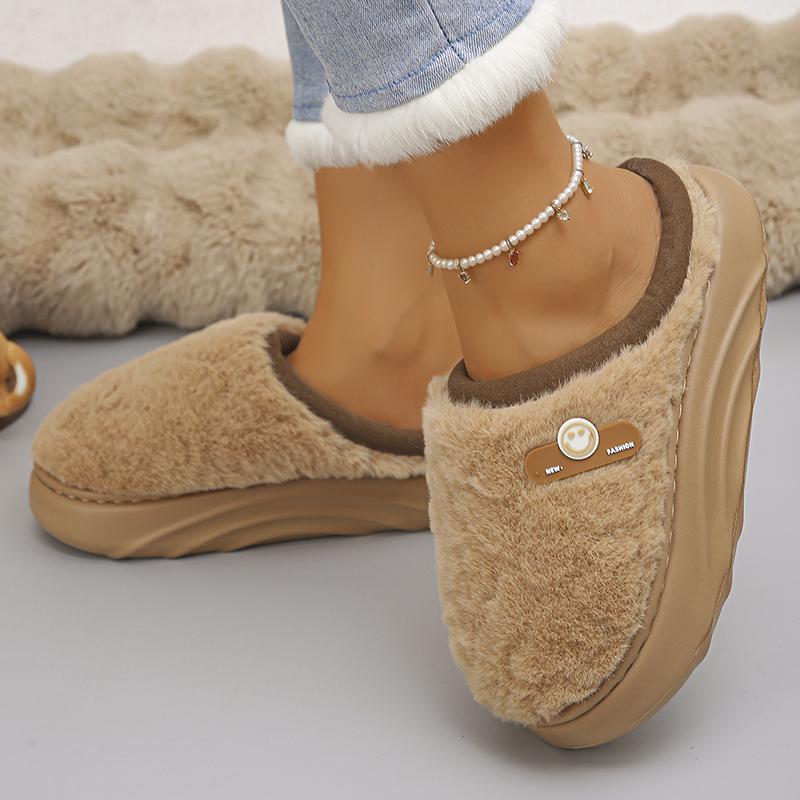 Fashion Winter Thick Sole Cotton Slippers Women Comfort Sole Sole Non Slip House Slippers Woman Inndor Warm Plush Platform Slides Shoes