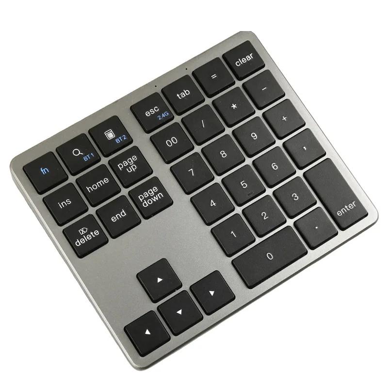 2.4G Wireless Bluetooth-compatible Digital Keyboard Mute Rechargeable Keypad 35 Keys Numpad Keyboard for IOS Android Window PC