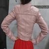 Noora Women's Lambskin Leather Cropped Jacket, Biker Crop Style Punk, Street, Club & Party wear Jacket BABYPINK