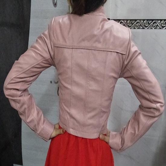 Noora Women's Lambskin Leather Cropped Jacket, Biker Crop Style Punk, Street, Club & Party wear Jacket BABYPINK