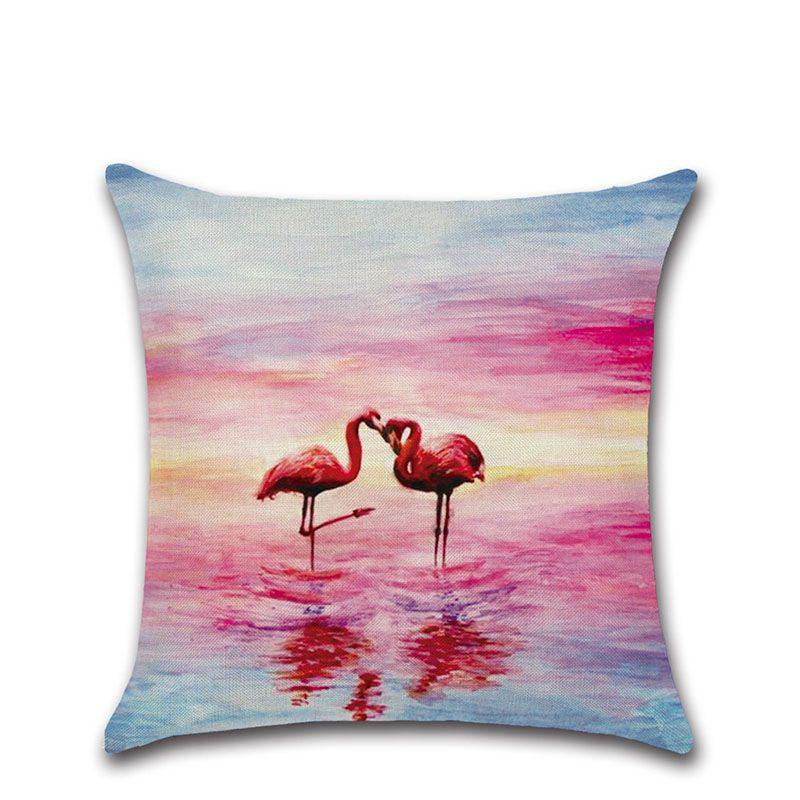 Versatile 18 Inch Summer Flamingo Throw Pillow Case Ideal For Sofa Bed And Home Decor