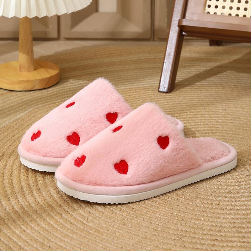 Cotton Slippers Women's Autumn and Winter New Indoor Cotton Mop Home Fleece Warm Soft Bottom Love Fluffy Slippers