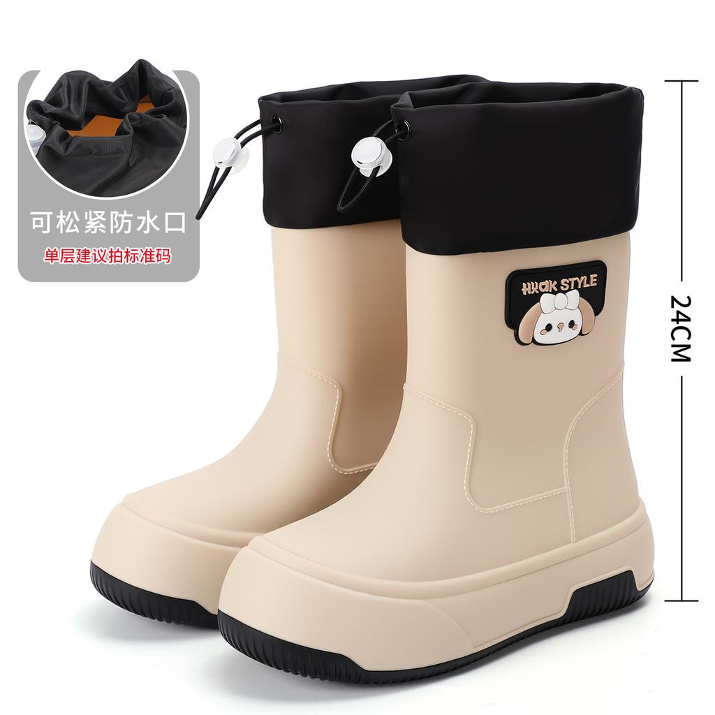 2025 new waterproof rain shoes women's fashion wear warm short rain boots Internet celebrity platform water shoes soft sole rubber shoes
