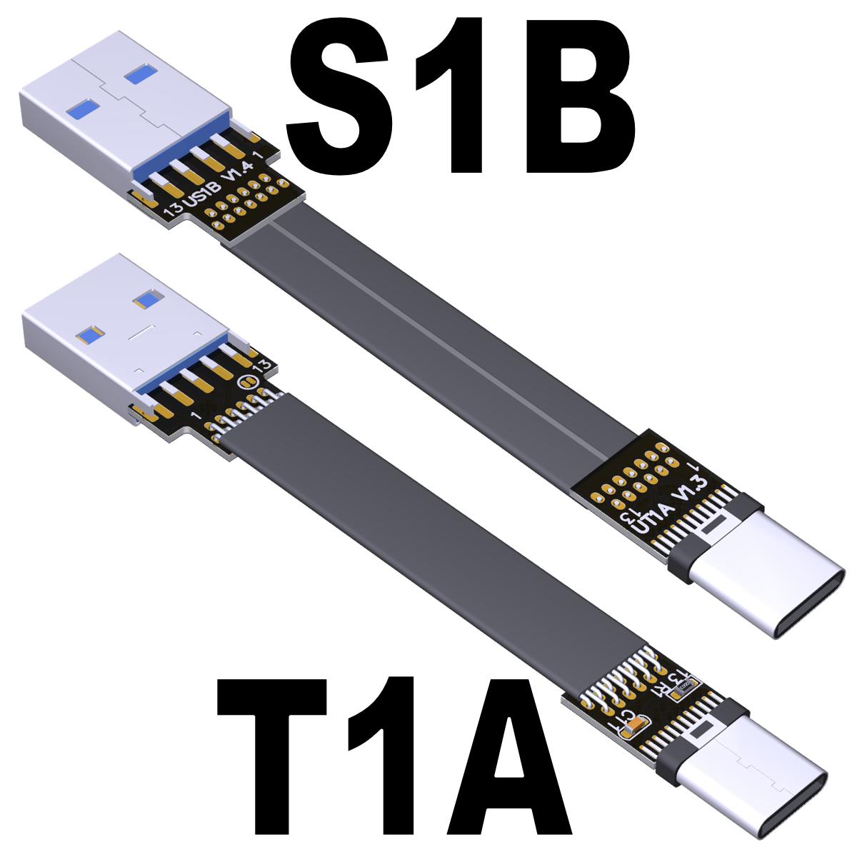 ADTLINK USB 3.1 Cable 10Gbps Flat Ribbon Gen2 USB-A Android Auto Cable 3A Type-C Charger Fast Charging Sync Data Transfer Cord 3cm