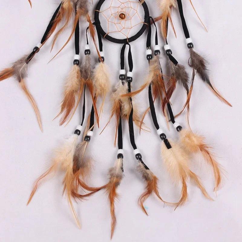Handmade Dream Catcher Creative Wall Decorations Wolf Pattern Indian Dreamcatcher Retro Feather Ornament Home Room Hanging Decor