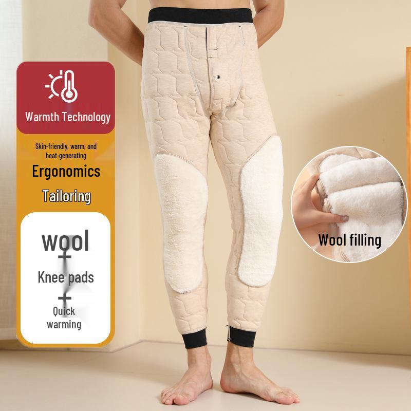 

Мужские термобрюки с очень высокой талией из экстра-толстой шерсти с флисовой подкладкой для зимы XL for 100-120 kg