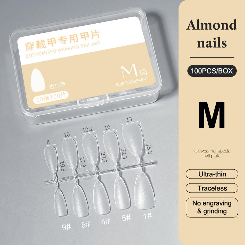 100Pcs/Box Xs/S/M Fake Nails No Polishing No Trace Press On Nails Clear Artificial Thin Nail Tips For Nail Extension Home Diy