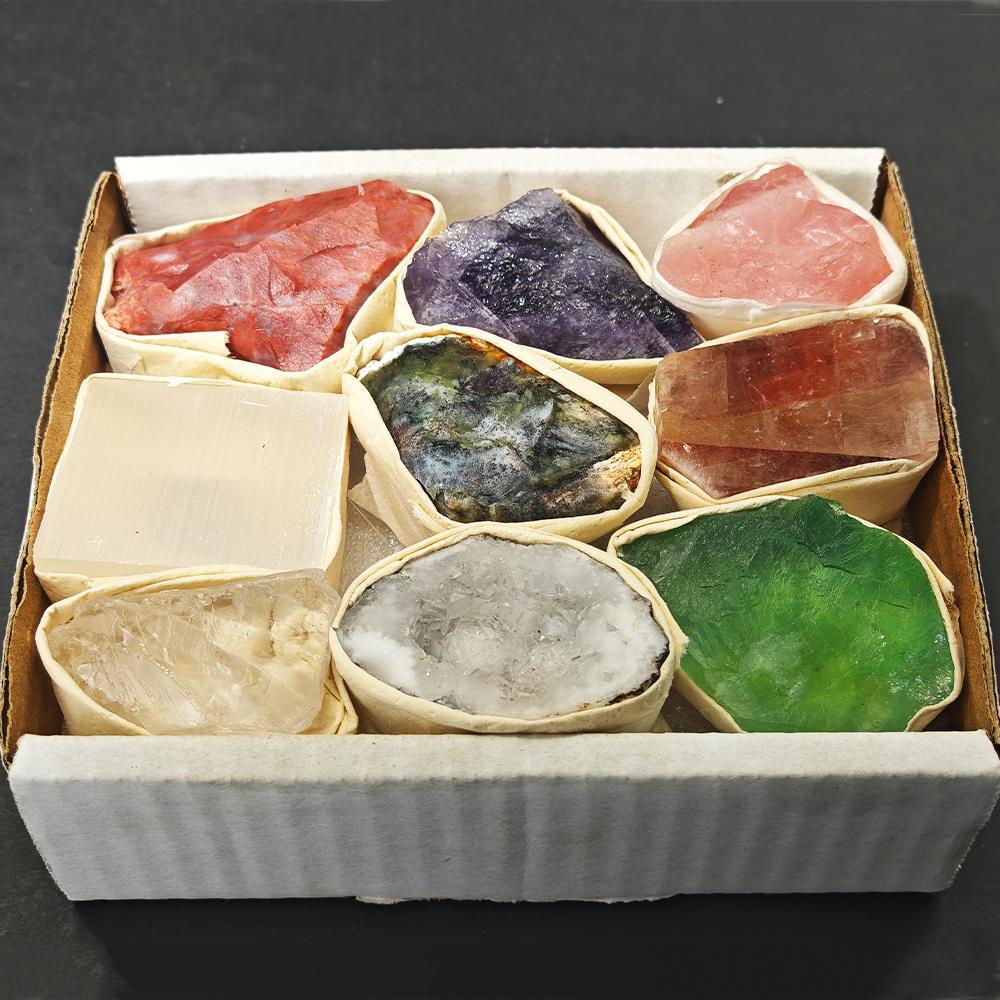 Raw Stone Crystal Set 1.6-2.4" Natural Stone Rock Minerals Specimens Collection Amethyst White Crystal Cave Green Fluorite