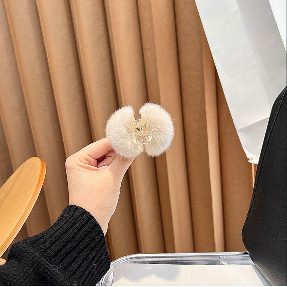 Print Mini Wome Hair Claw Child Headwear Korean Style Hair Clip Small Hairpin Plush Hair Claw