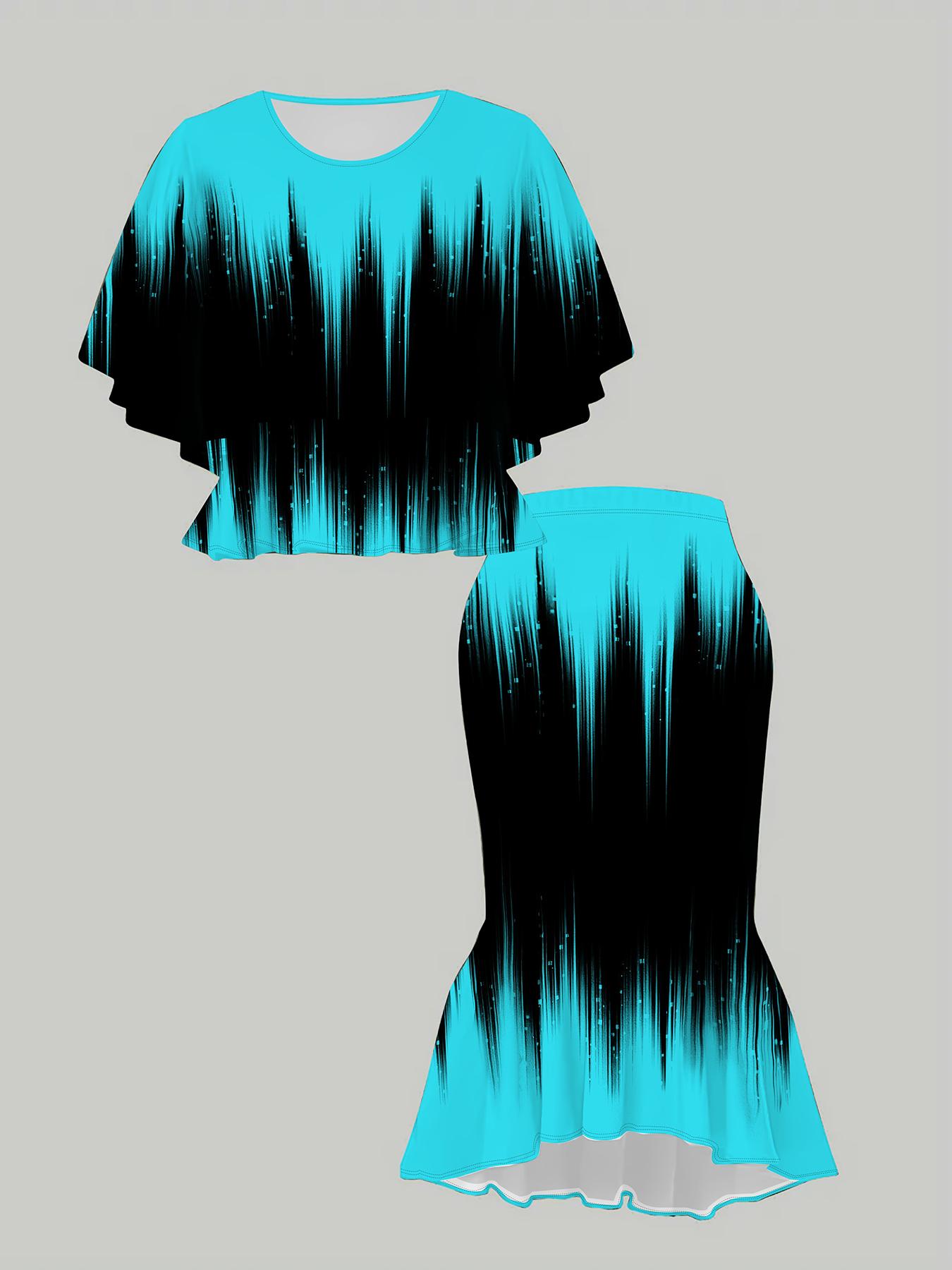 

Классический тотемный женский принт, напечатанный на 3D-принтере, Модный большого размера, Элегантный, Универсальный для всех сезонов. Футболка, Юбка и Комплект 6XL синий