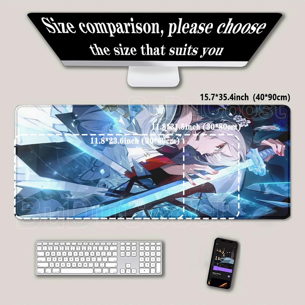 Hiyuki Gaming Wuthering Waves Mousepad Computer Office Accessorie Keyboard Mouse Pad Anime Sexy Girl Rubber HD Printing Desk Mat