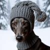 Modische dehnbare gestrickte Hundemütze mit Ohrenabdeckung, gemütliche Hundekopfbedeckung mit Bommel, warme Winter-Hundemütze, täglicher Gebrauch