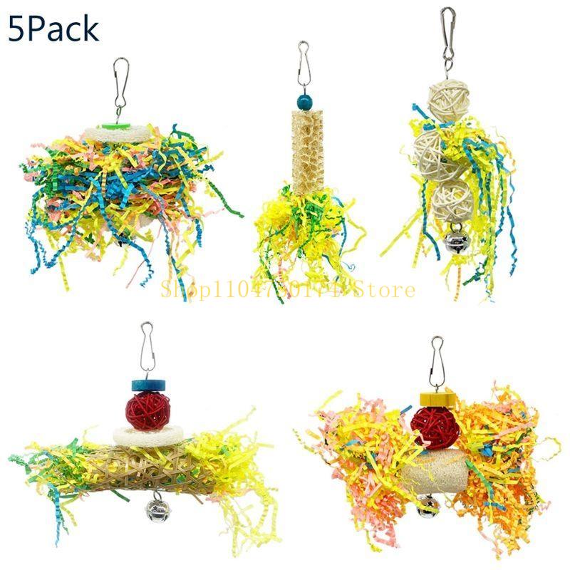 5 Piece Small Parrot Chewing Rattan Ball Foraging Toy for Lovebird top sale