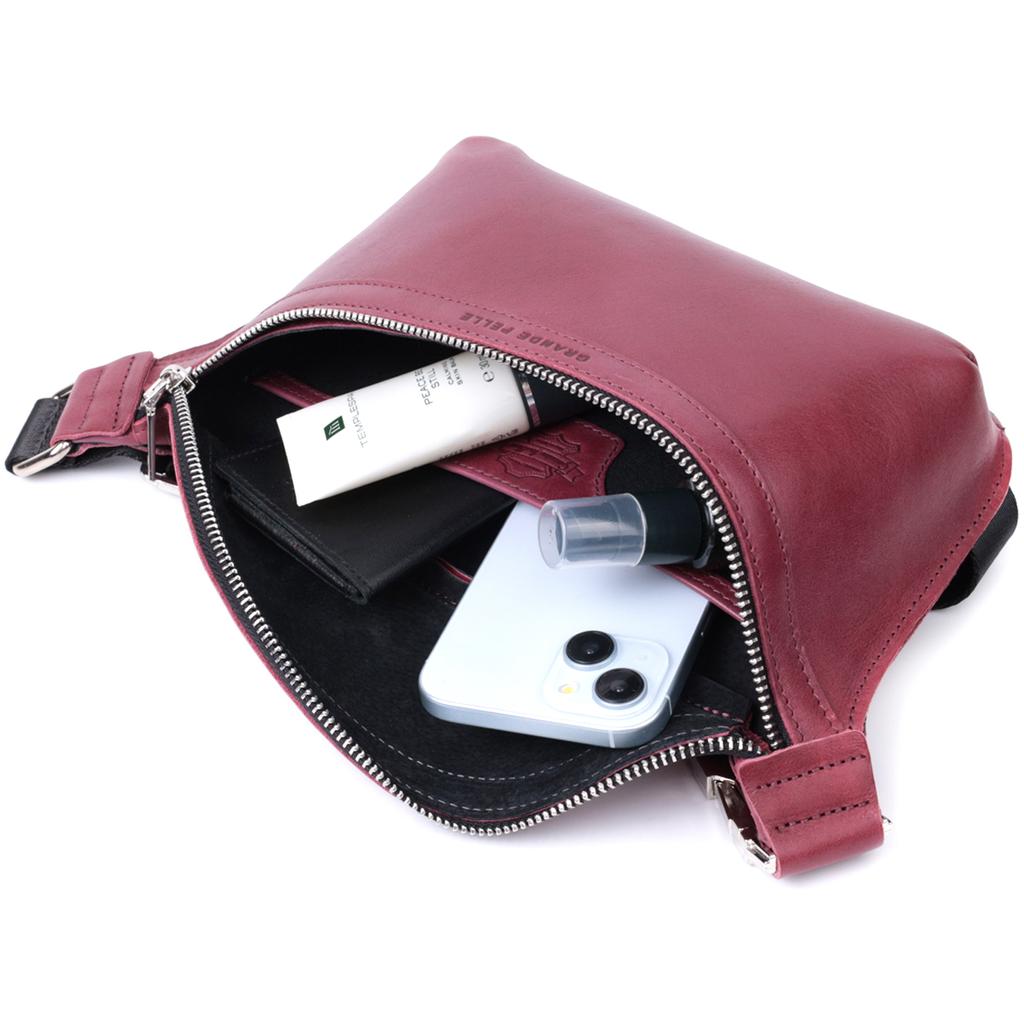 Трендовая бананка для женщин из натуральной кожи GRANDE PELLE Bag 22815 Розовый