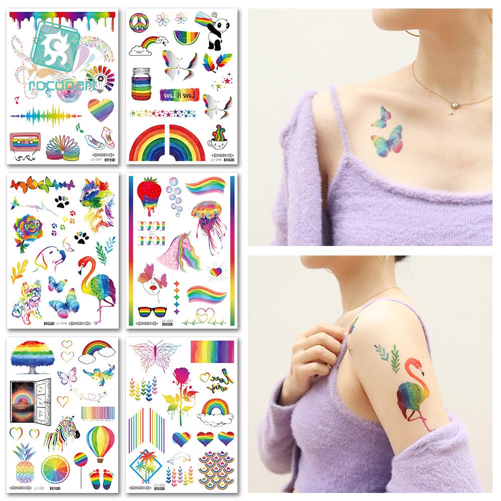 Proud Day Waterproof Rainbow Sports & Camouflage Tattoo Stickers for Arm and Face