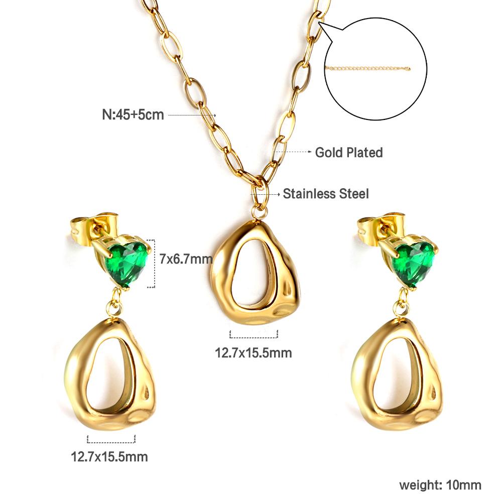 LUXUKISSKIDS Edelstahl Luxus Dubai Schmuck Frau Vergoldet Trendige Halskette Ohrringsets Hochzeit Großhandel Zirkon