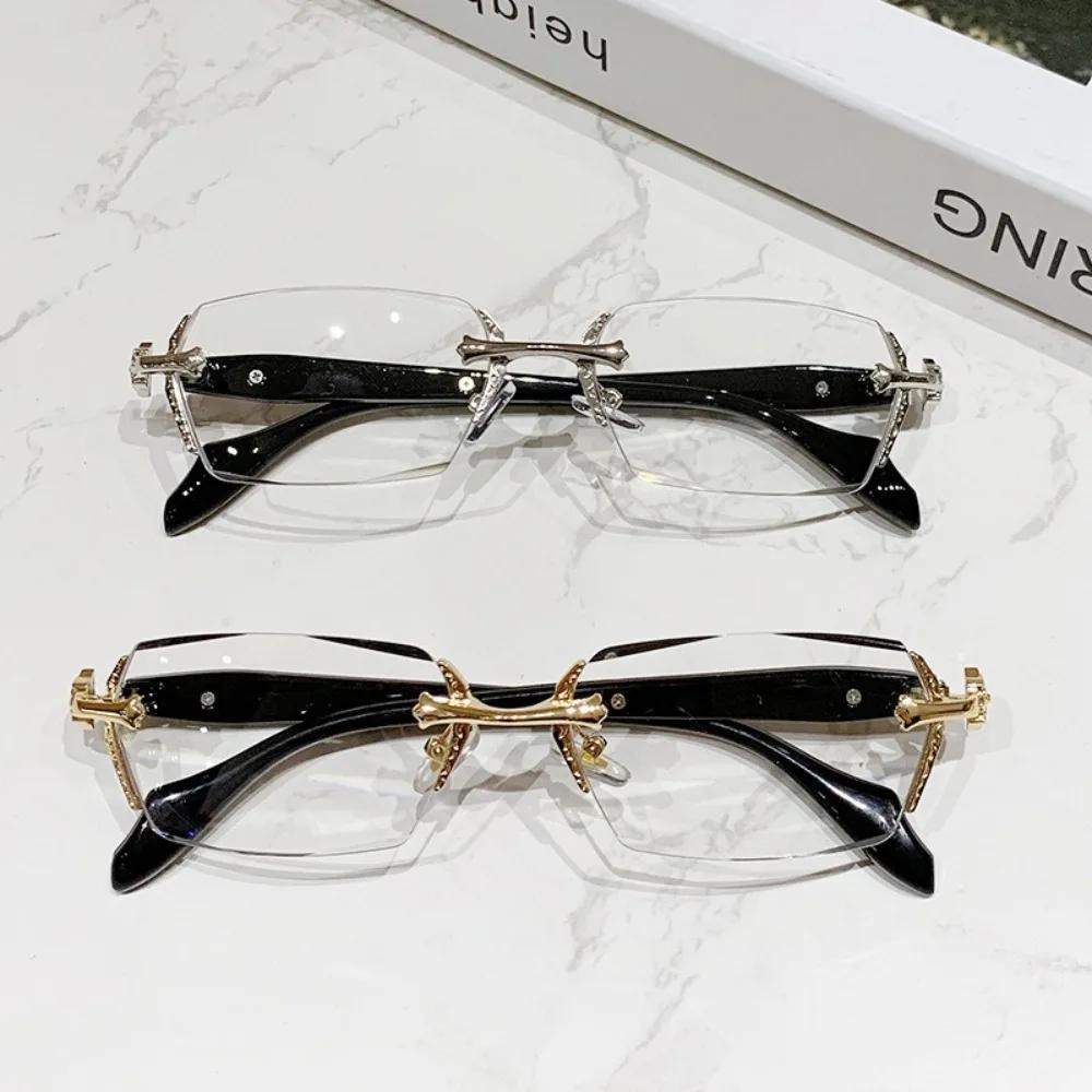 Y2K Women's Retro Square Frame Glasses for Girls Japanese Harajuku Glass Eyewear Rimless Computer Anti-blue Eyeglasses