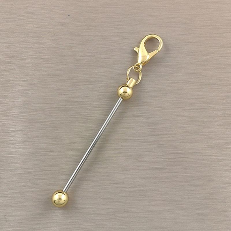 1PC Beadable Keychain Bars Metal Beaded Keyring Lobster Claw Clasp DIY Car Keychain Bag Decor For Jewelry Making
