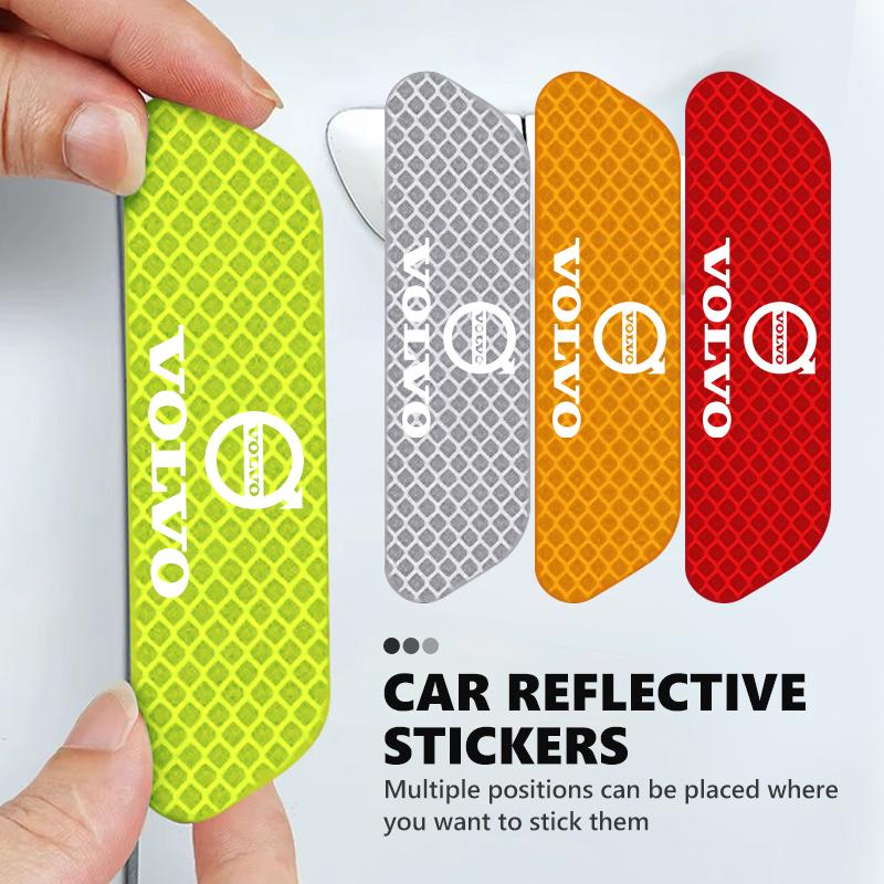 4pcs Car Door Stickers Reflective Auto Door Sticker Accessories For Volvo V50 S60 XC60 S40 XC40 XC90 V70 XC70 C30 V40 V60