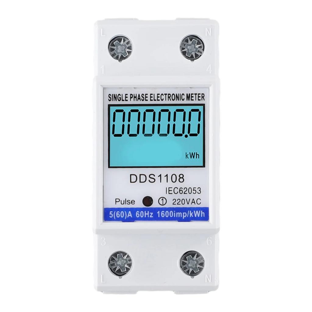 1pc 50A 60A DDS1108 LCD Digital Display Single Phase Energy Meter With Backlight Single Phase Energy Meter Test Meters Detectors