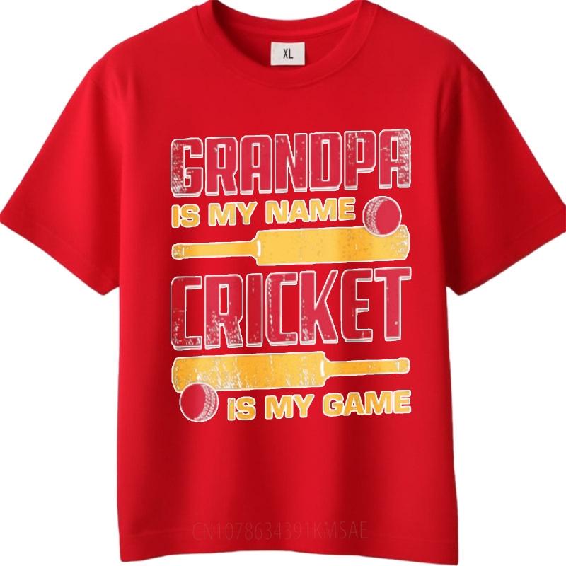 Solid Color Teeshirt Unisex Crew Neck Tshirt Plus Size Grandpa Is My Name Cricket Is My Game Trendy For Her Tee Shirt Basic Tee