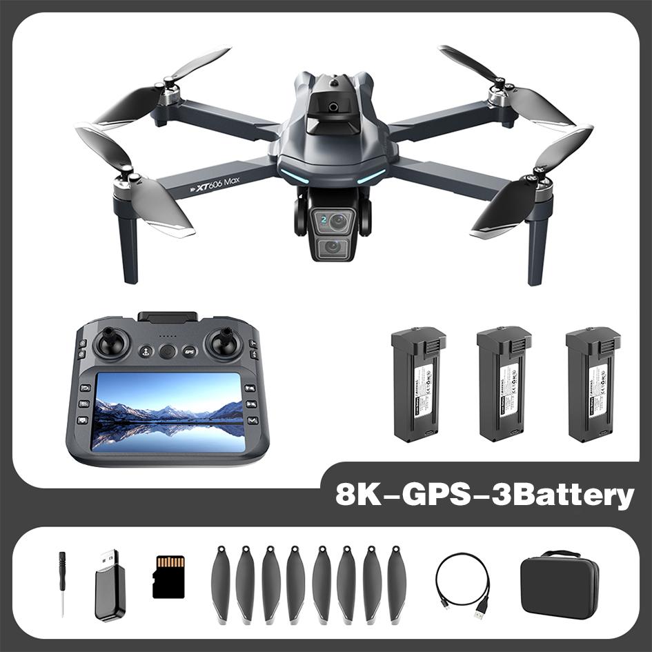 2026 Drone True GPS 8K Camera XT606 MAX Remote Control WIFI RC Quadcopter Obstacle Avoidance 8K HD Dual Camera Brushless 5G FPV Dron Toy
