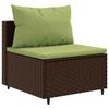 6 piece Garden Sofa Set with Cushions Brown Poly Rattan
