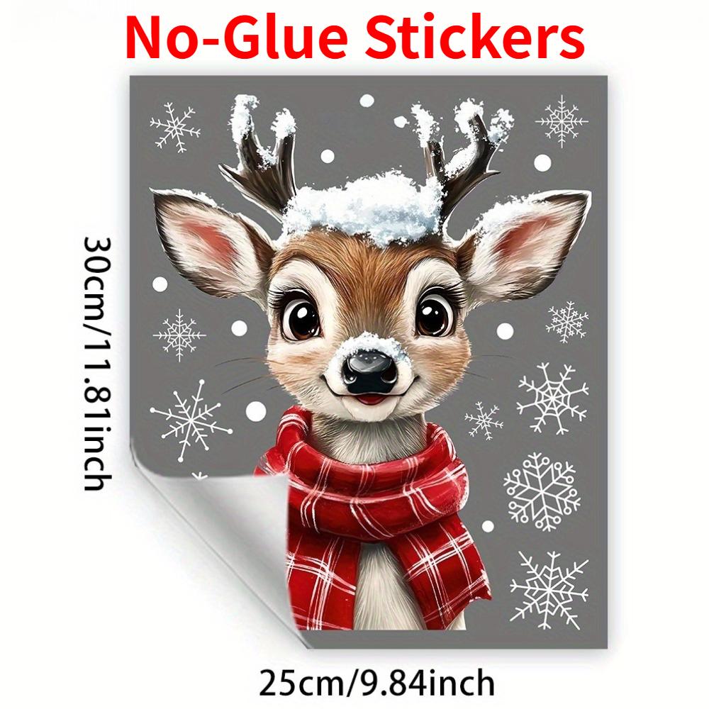 

1pc Christmas Scarf Snowflake Reindeer Window Glass Decals Static Cling Sticker Waterproof for Bedroom Living Room Home Decor
