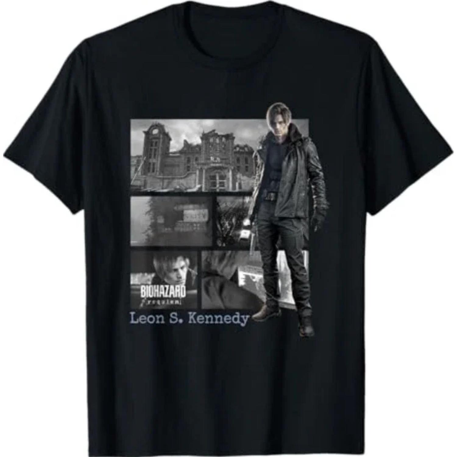 

Resident Evil Requiem Leon FP T-shirt - Movie T-shirt, Double-sided Comfortable and Breathable Retro T-shirt S чёрный