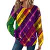 Women's Fashion  Loose Long Sleeve Carnival Print  Round Neck Casual Top