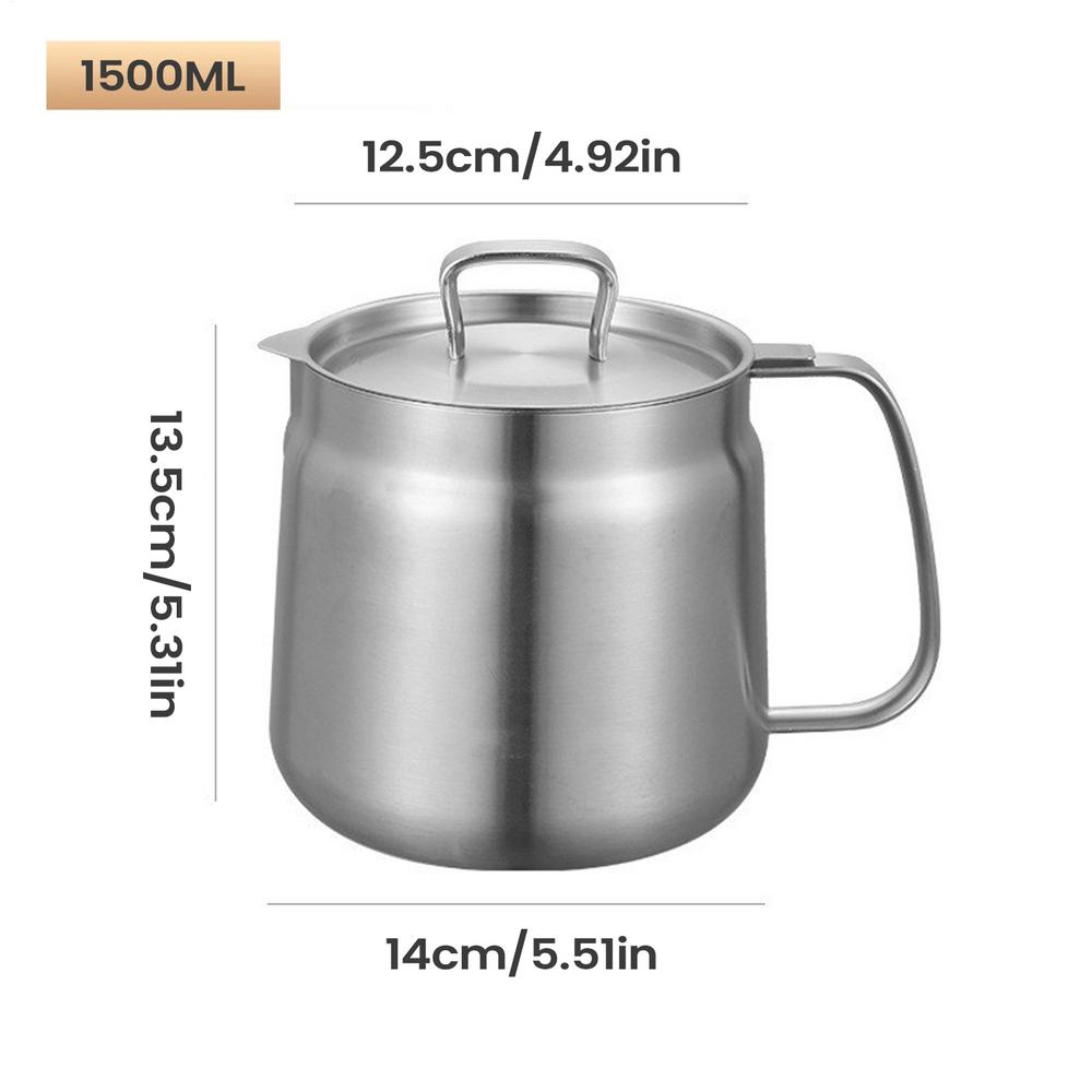 Grease Strainer Container Stainless Steel Oil Storage Canister Grease Keeper with Strainer for Home Farmhouse Restaurant Kitchen серебряный