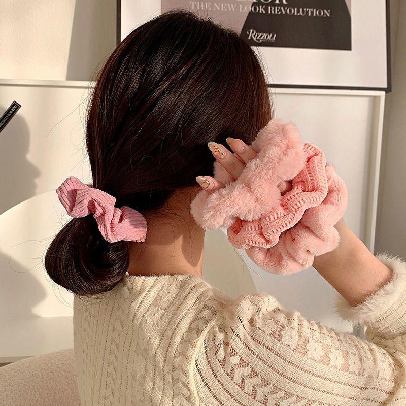 7 Pcs/Set Women Hair Scrunchies Set Plush Solid Hair Band For Girls Ponytail Holder Rubber Bands Hair Ties Hair Accessories