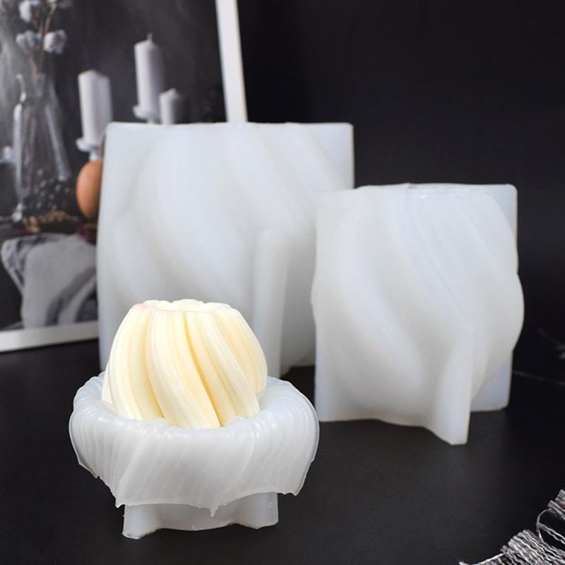Wave Textured Candle Mold for Making Pillar Candle Mousse Cake Bread Chocolate Plaster Epoxy Resin Casting Silicone Mold