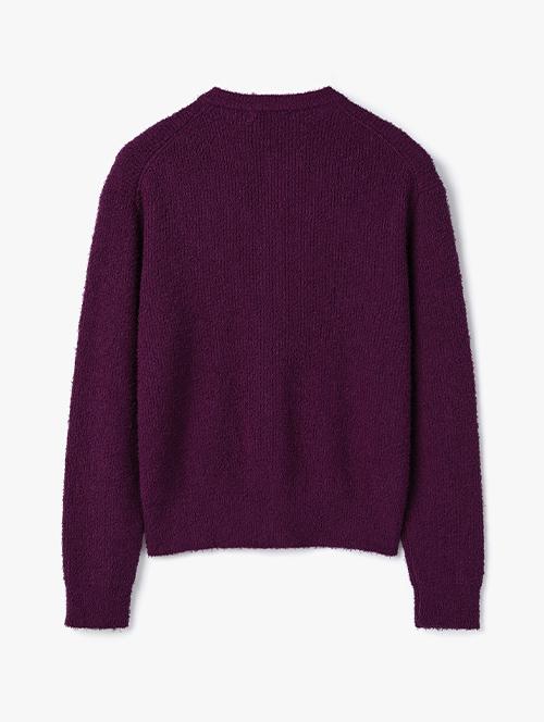 Leumadeu Rough Yarn Round Cardigan - Purple