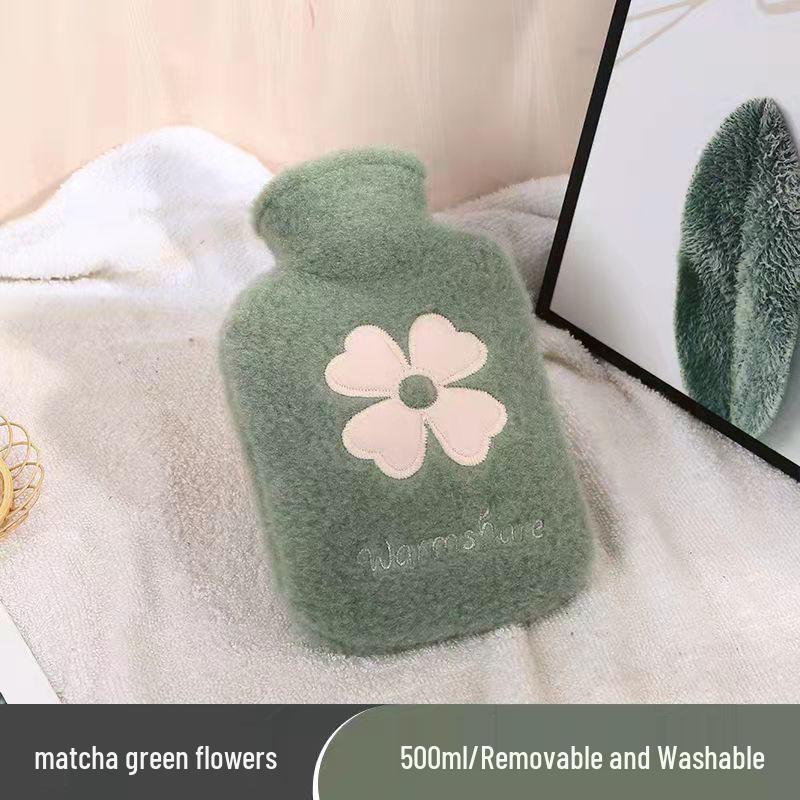 Cute Plush Hot Water Bottle with Removable Washable Cover - Thickened PVC, Explosion-proof, Water-filling Hand Warmer. 500ml
