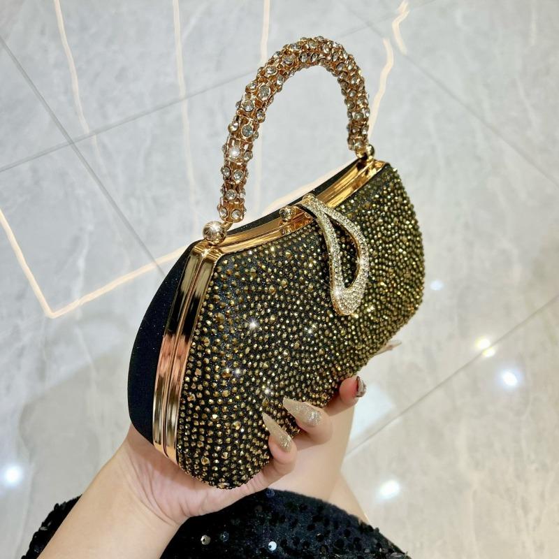 Sac bandoulière à chaîne Pochette de luxe Sac à main haut de gamme Mondain Pochette de soirée scintillante en strass